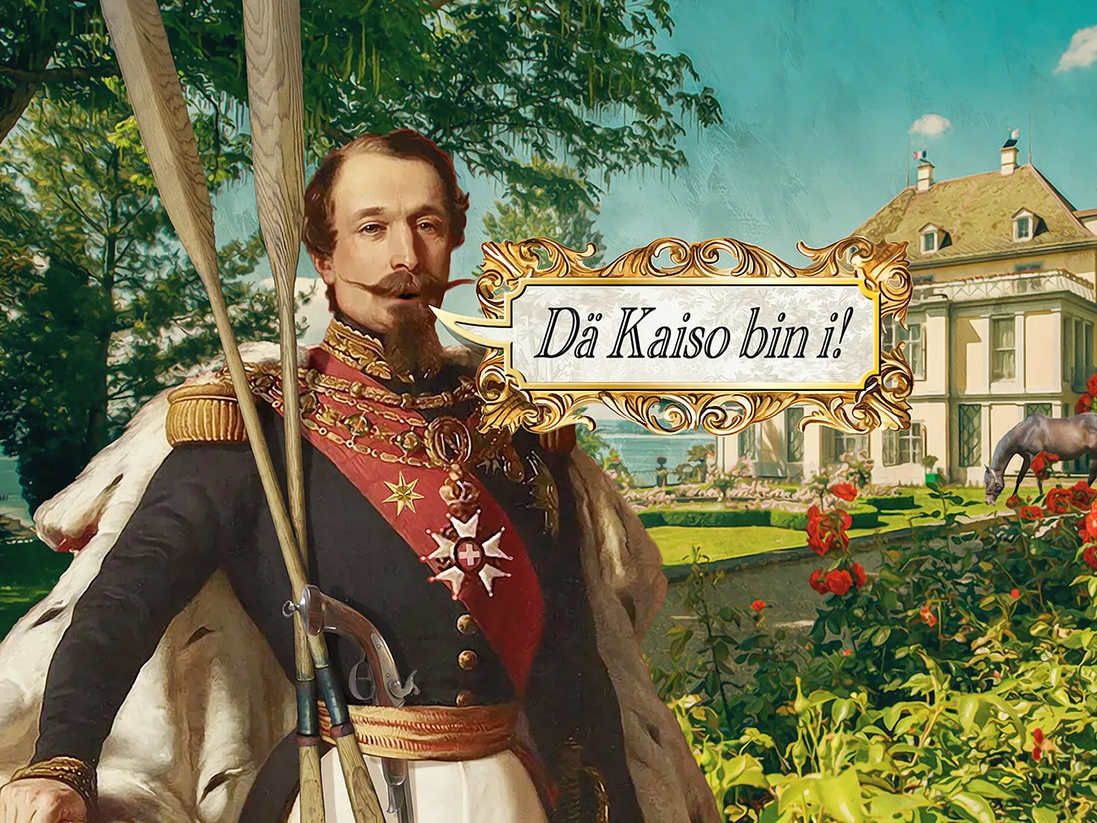 Louis-Napoleon, der spätere Kaiser Napoleon III., wuchs im Thurgau auf und sprach daher fliessendes Schweizerdeutsch. Illustration von Marco Heer.